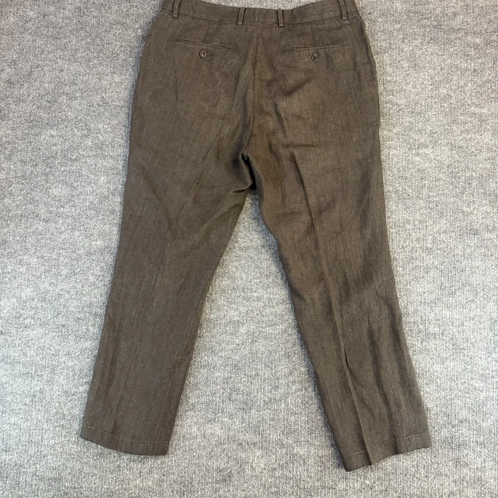Todd Snyder Linen Dress Pants Men 34x32 Brown Flat Front Made in Portugal(34x27)